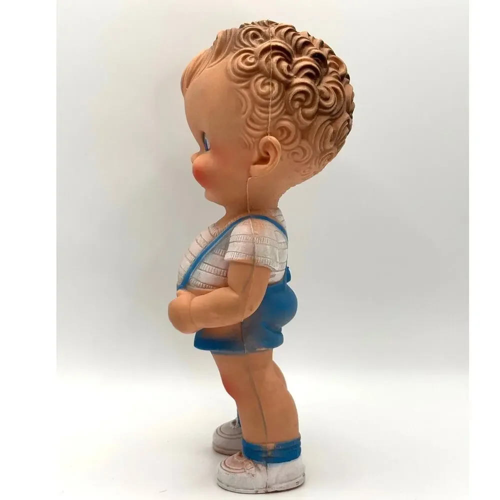 Vintage Ruth B. Newton Sun Rubber Co. Boy Blue Overalls/Shorts, Squeaky Doll